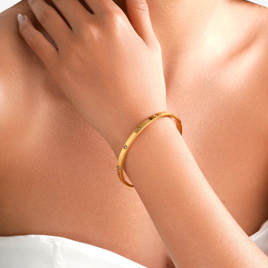 Multiple Stone Bangle - 4mm — hypoallergenic stainless steel bracelet | LAFENY