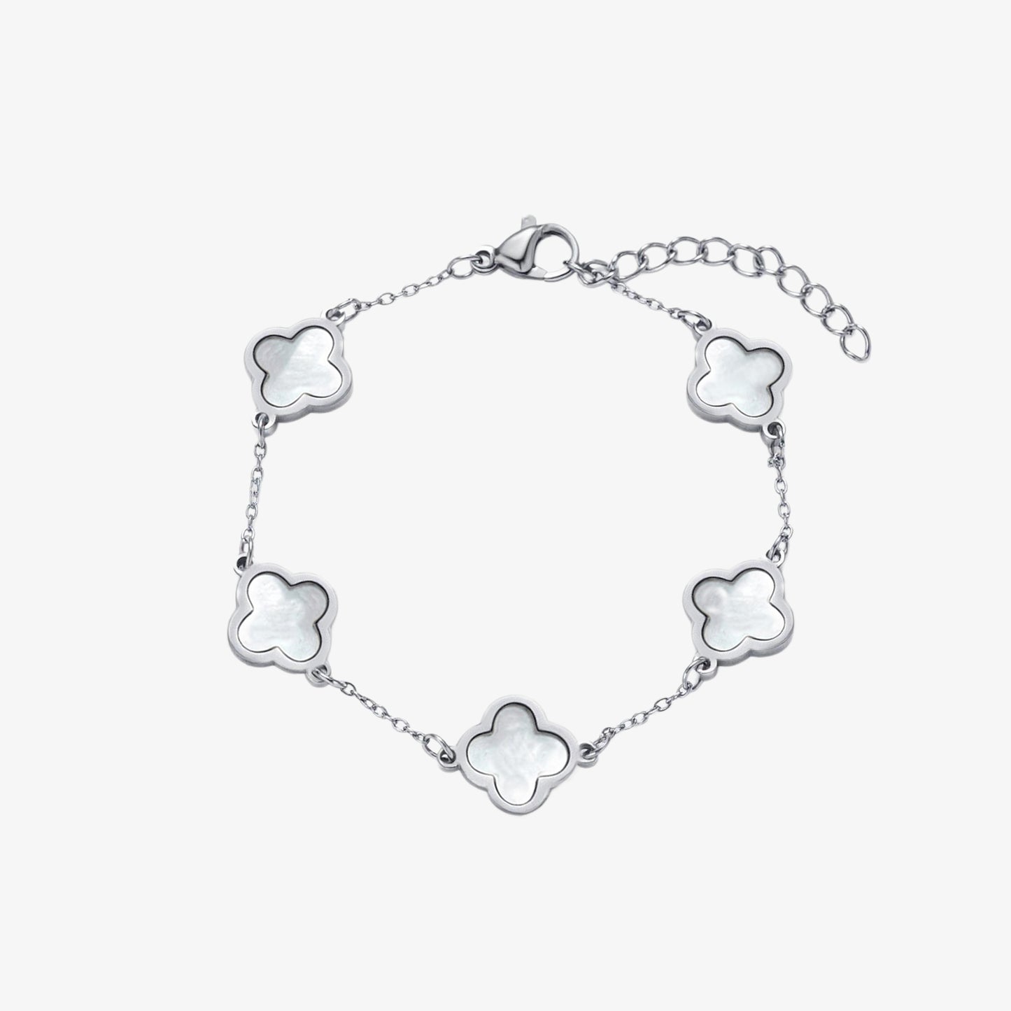 5 Clover White Stone Bracelet — stainless steel womens bracelet | LAFENY