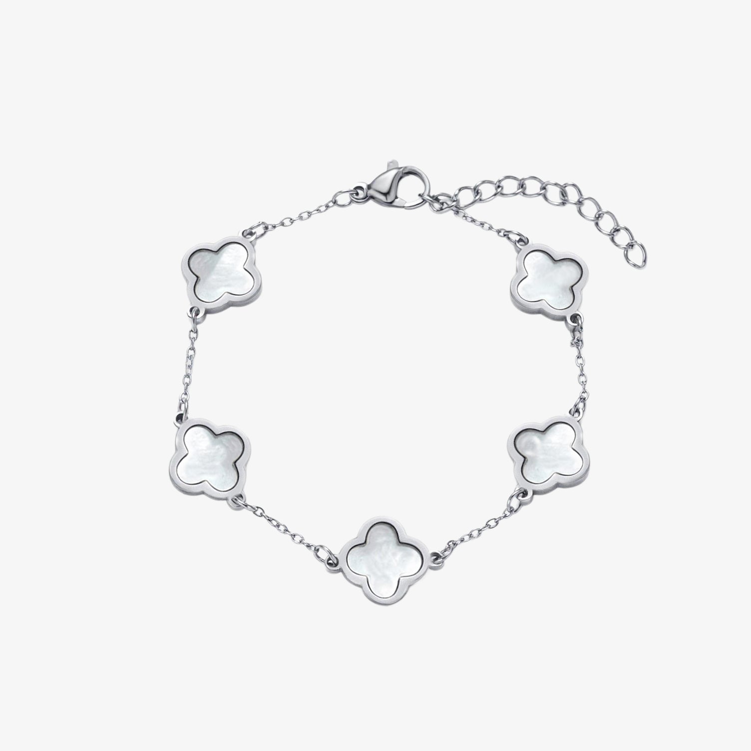 5 Clover White Stone Bracelet — stainless steel womens bracelet | LAFENY