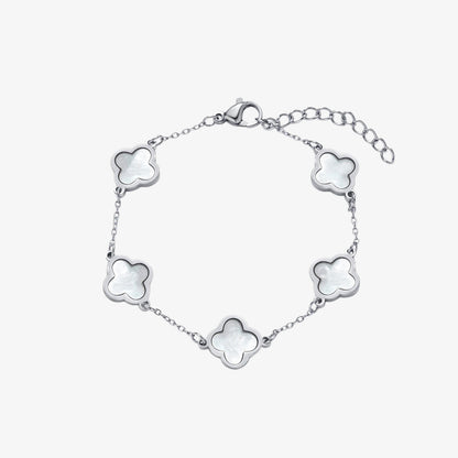 5 Clover White Stone Bracelet — stainless steel womens bracelet | LAFENY