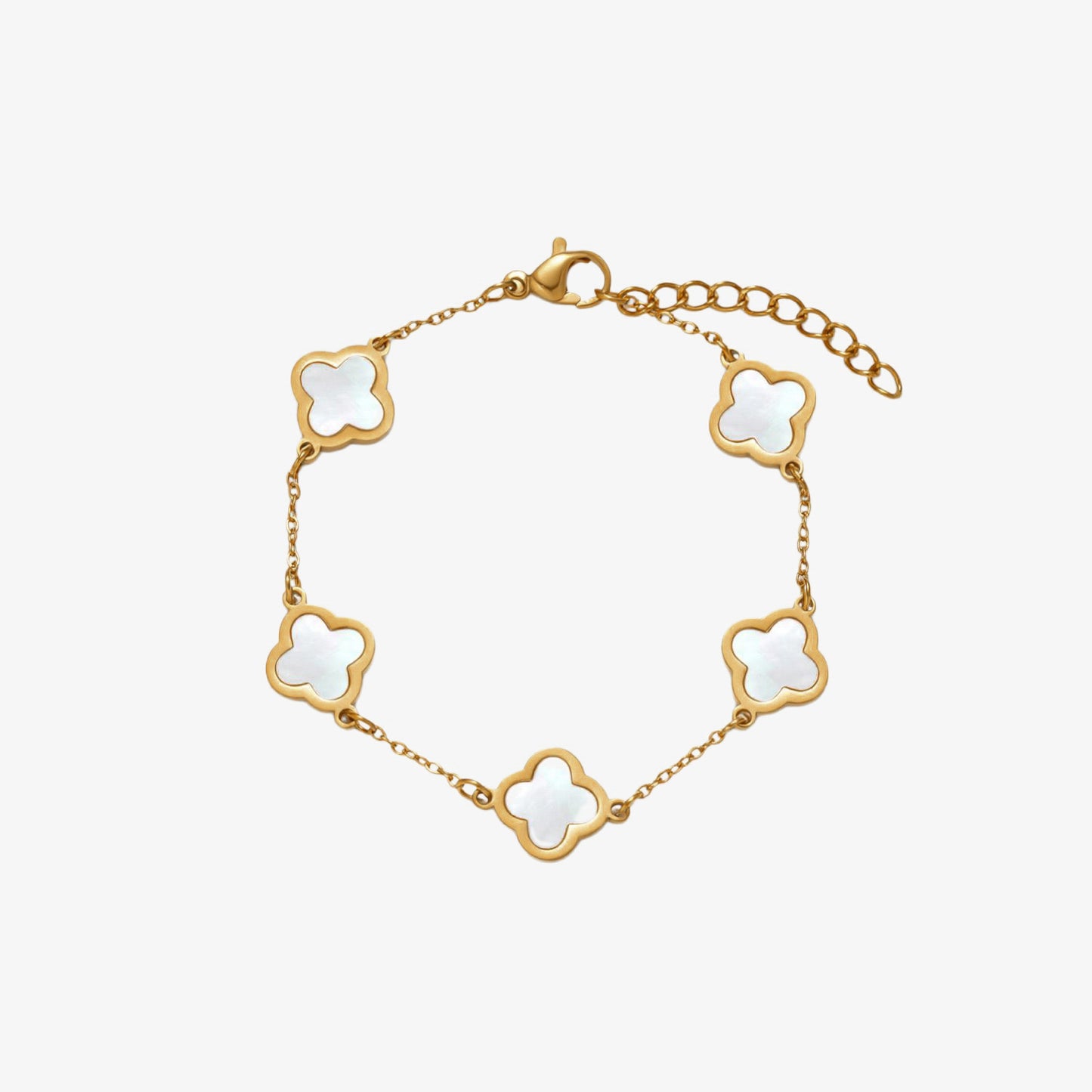 5 Clover White Stone Bracelet — tarnish-free stainless steel bracelet | LAFENY