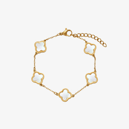 5 Clover White Stone Bracelet — tarnish-free stainless steel bracelet | LAFENY