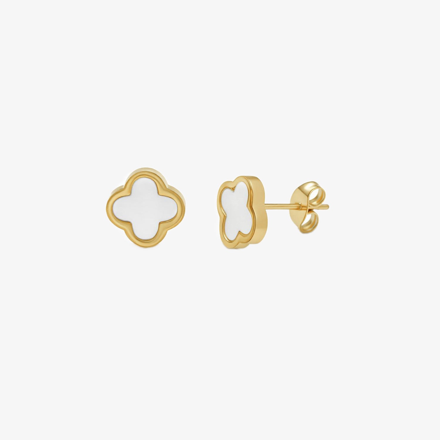 Clover Earring - White Stone — stainless steel earrings with stone setting | LAFENY