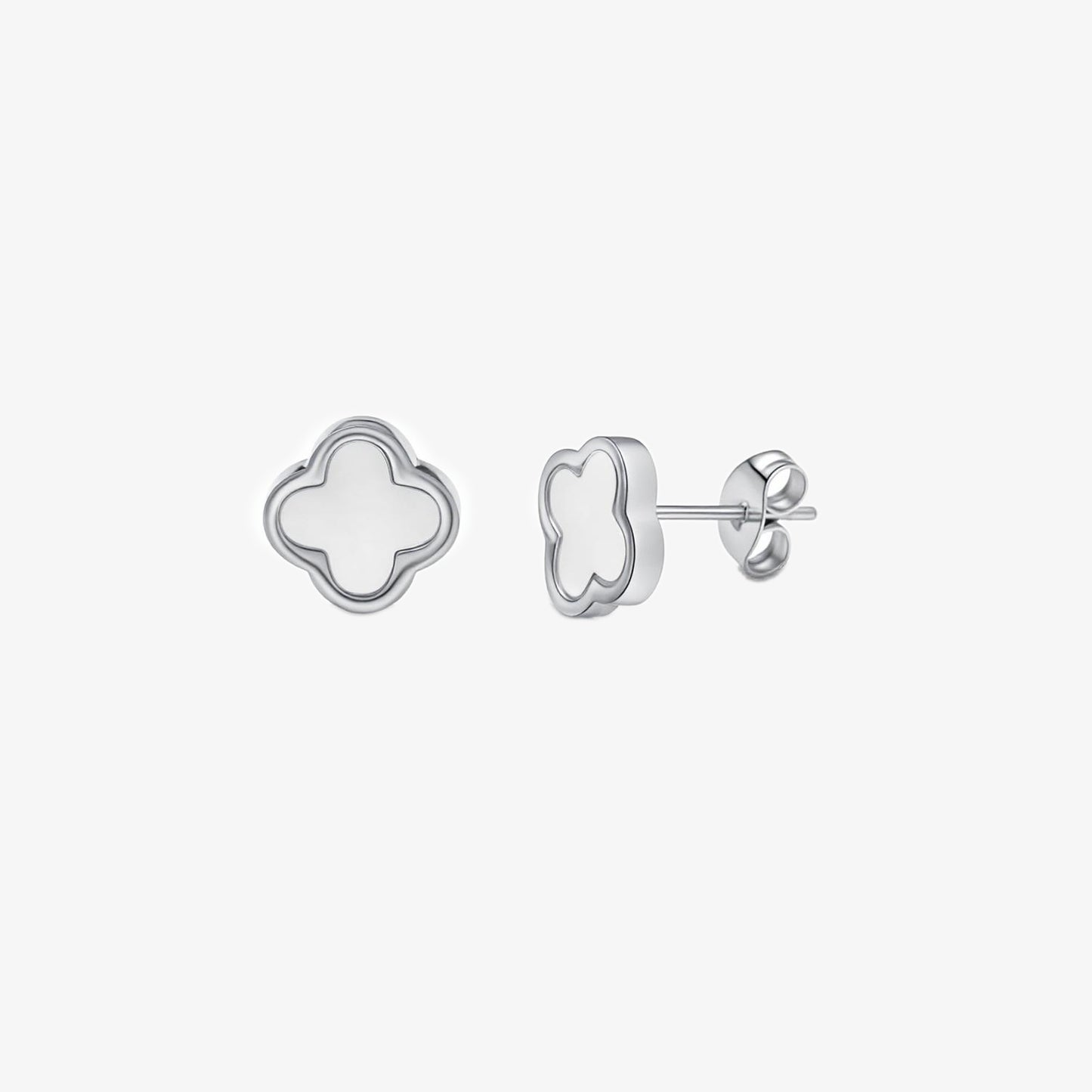 Clover Earring - White Stone — waterproof stainless steel earrings | LAFENY