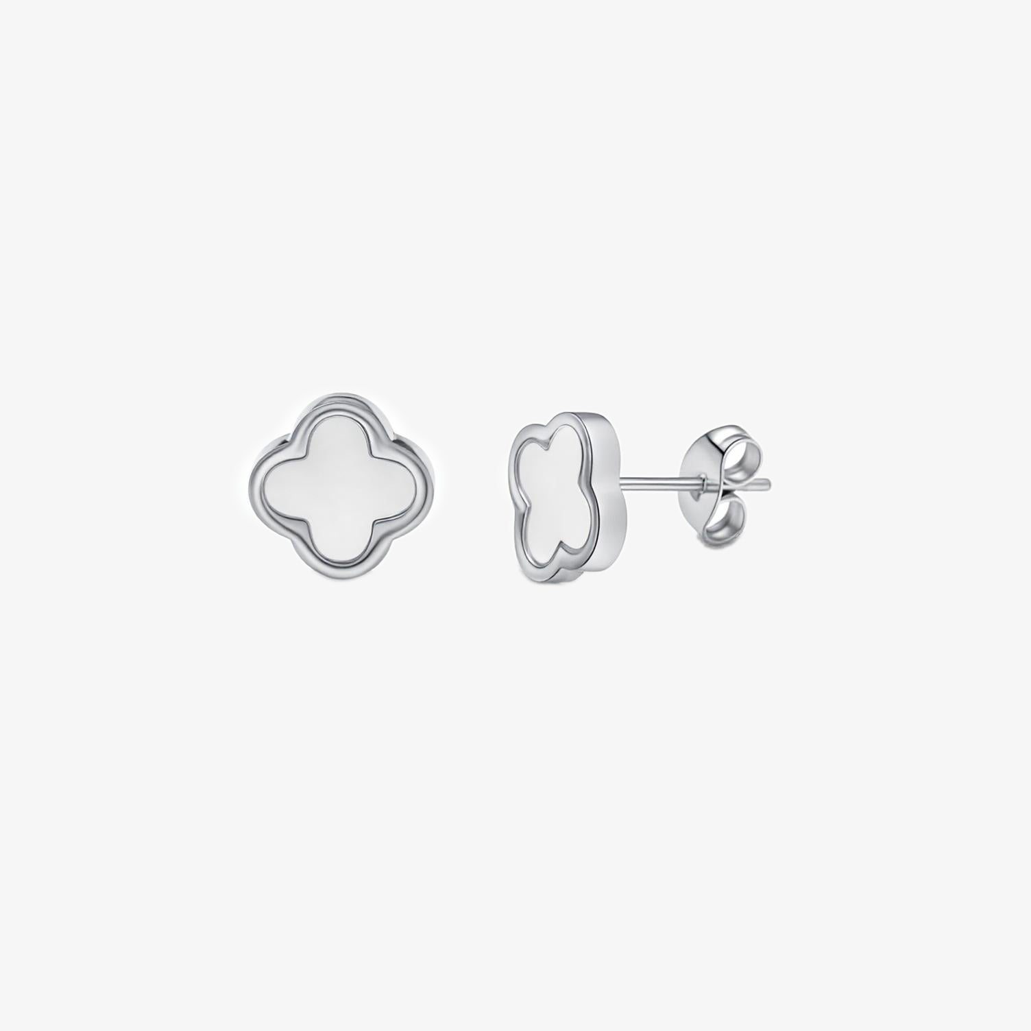 Clover Earring - White Stone — waterproof stainless steel earrings | LAFENY