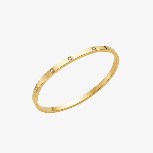 Multiple Stone Bangle - 4mm — stainless steel bracelet with stone setting | LAFENY