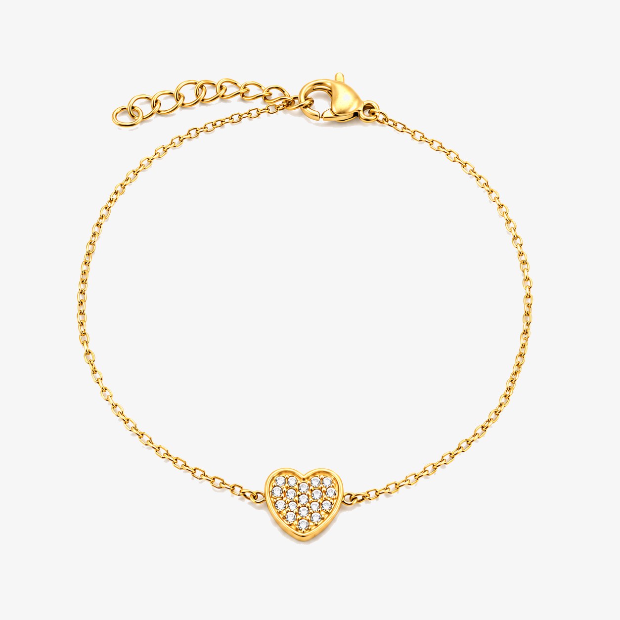 Crystal Heart Bracelet Gold — waterproof stainless steel womens bracelet | LAFENY