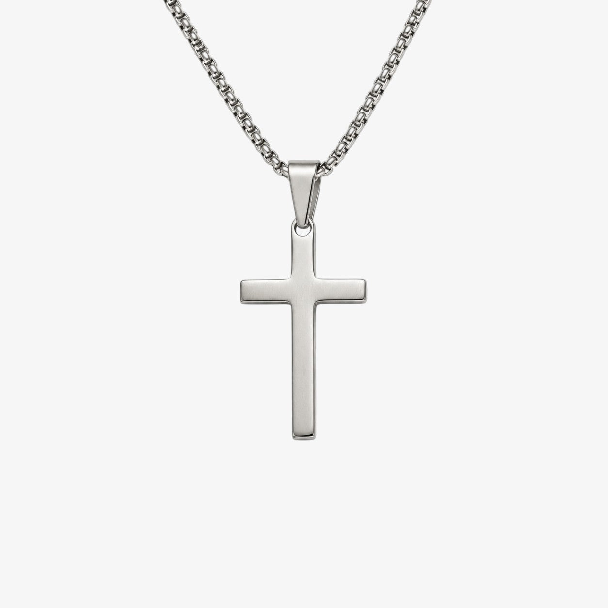 Polished Cross Pendant Silver — waterproof stainless steel mens necklace | LAFENY