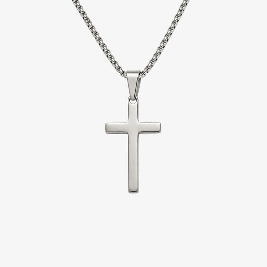Polished Cross Pendant Silver — waterproof stainless steel mens necklace | LAFENY