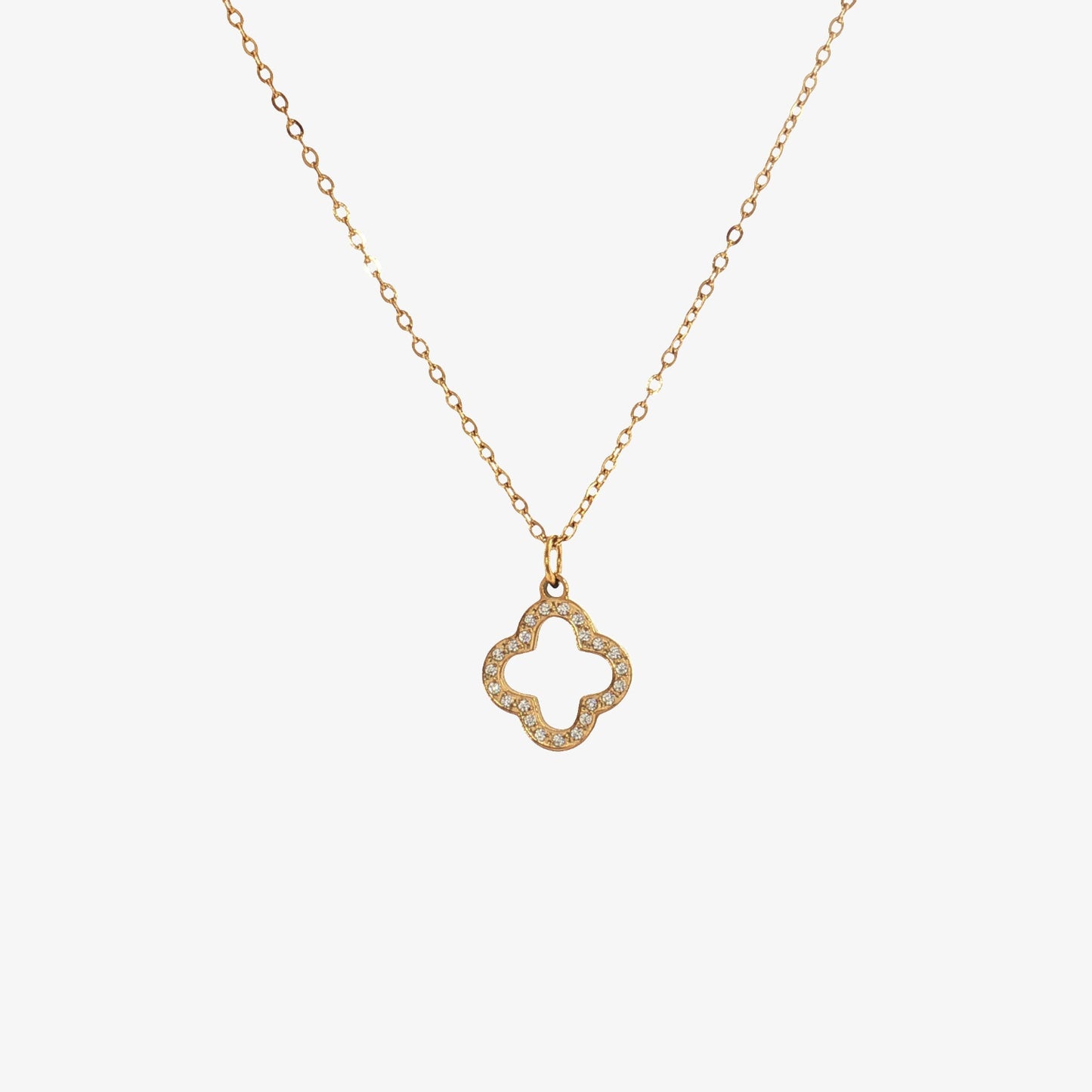 Open Clover Stone Necklace — stainless steel necklace with stone detail | LAFENY