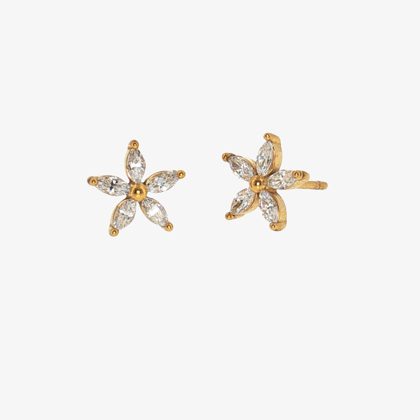 Flower With Stones Earrings — stainless steel earrings with stone detail | LAFENY