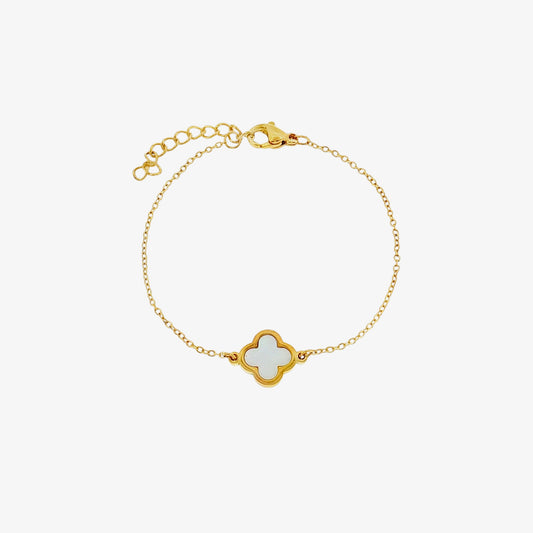 White Single Clover Bracelet — hypoallergenic stainless steel bracelet | LAFENY
