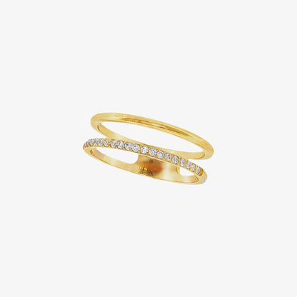Double Ring with Stones — waterproof stainless steel ring | LAFENY