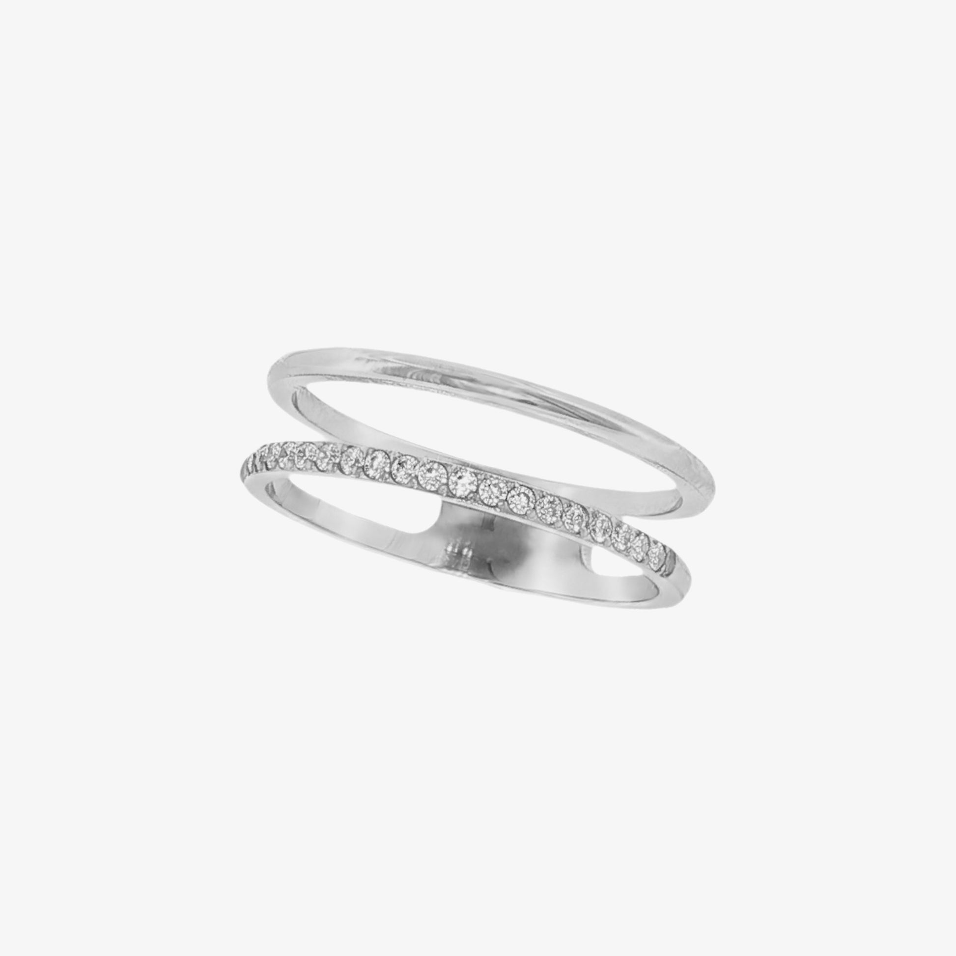 Double Ring with Stones — stainless steel womens ring | LAFENY