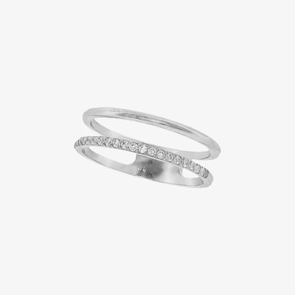 Double Ring with Stones — stainless steel womens ring | LAFENY
