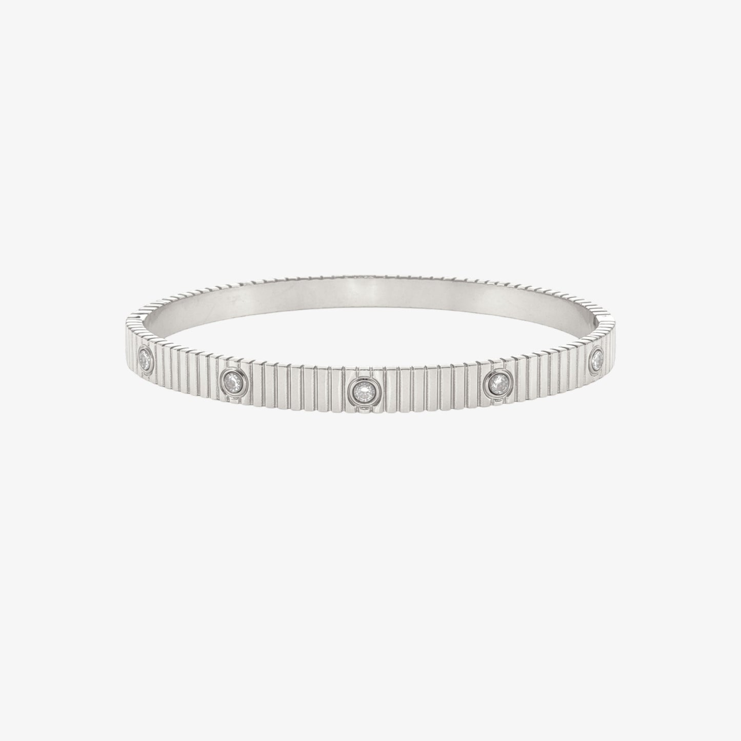 Multiple Stone Lines Bangle - 6mm — stainless steel womens bracelet | LAFENY
