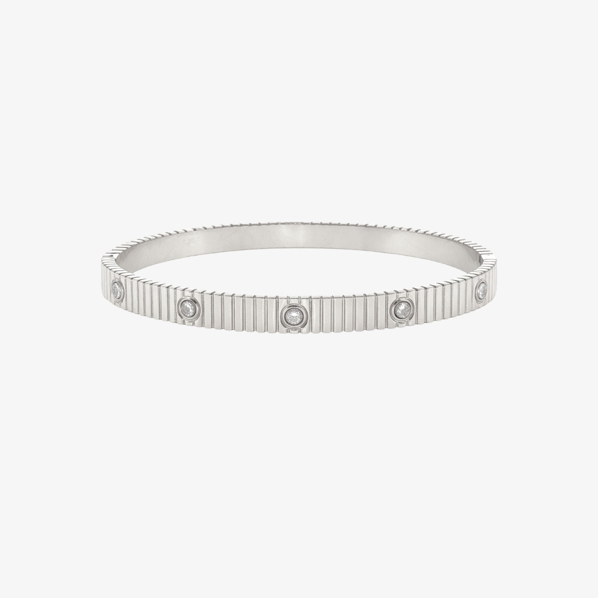 Multiple Stone Lines Bangle - 6mm — stainless steel womens bracelet | LAFENY