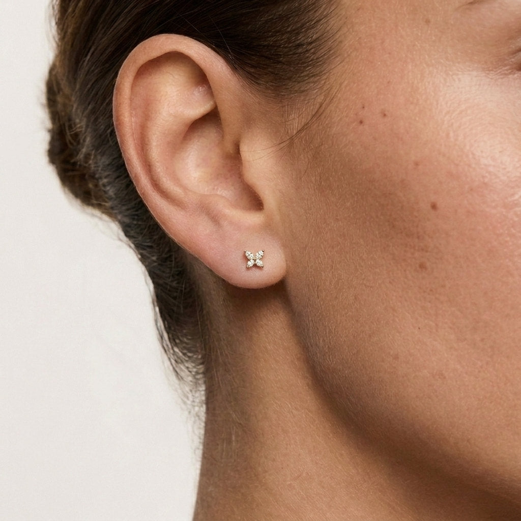 Crystal Butterfly Stud Earrings Gold Model — waterproof stainless steel womens earrings | LAFENY