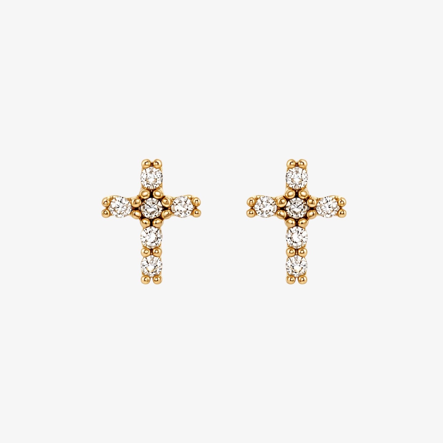 Gold Stone Cross Stainless Steel Earrings | LAFENY