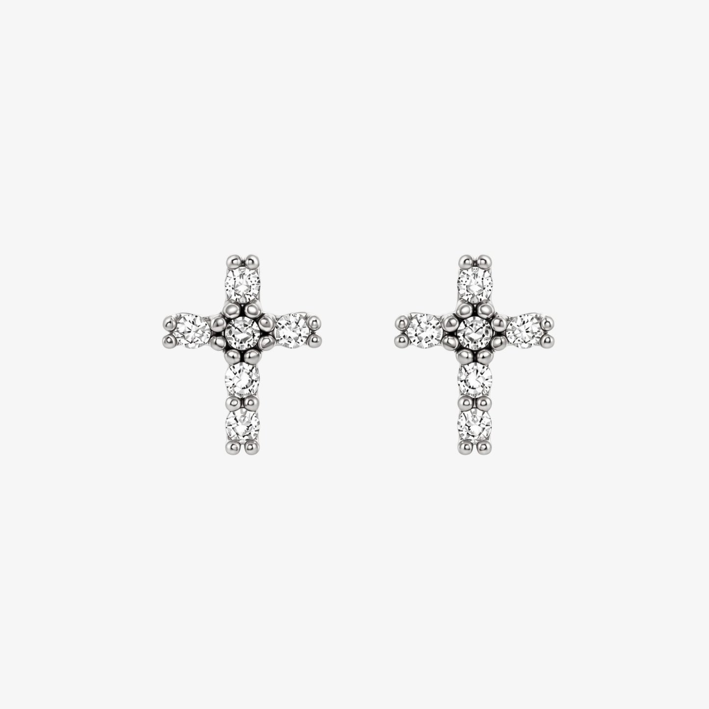 Silver Stone Cross Stainless Steel Earrings | LAFENY