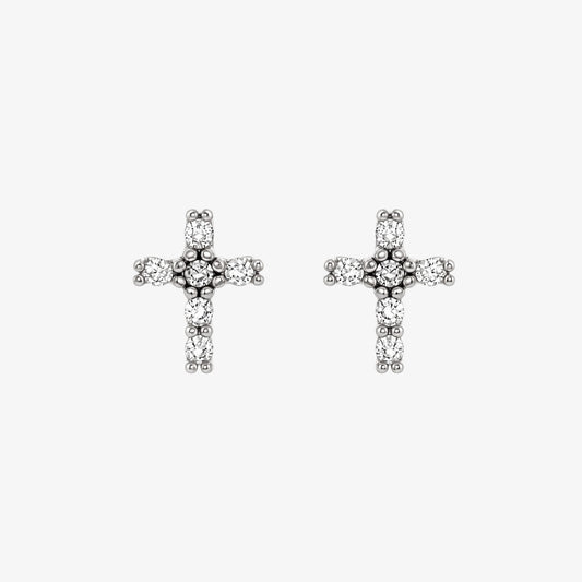 Silver Stone Cross Stainless Steel Earrings | LAFENY
