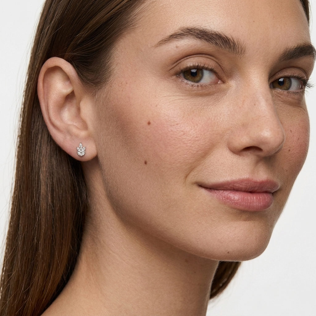 Floral Stud Earrings Silver Model — waterproof stainless steel womens earrings | LAFENY
