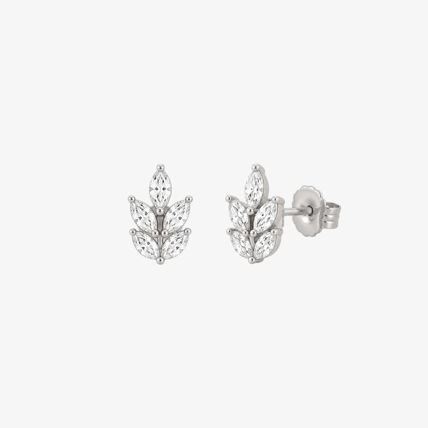 Floral Stud Earrings Silver — waterproof stainless steel womens earrings | LAFENY