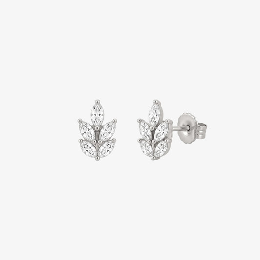 Floral Stud Earrings Silver — waterproof stainless steel womens earrings | LAFENY