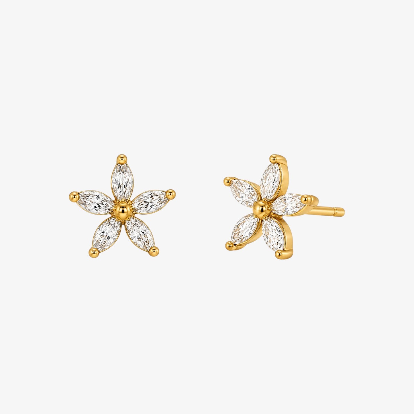 Flower With Stones Earrings — stainless steel womens earrings | LAFENY