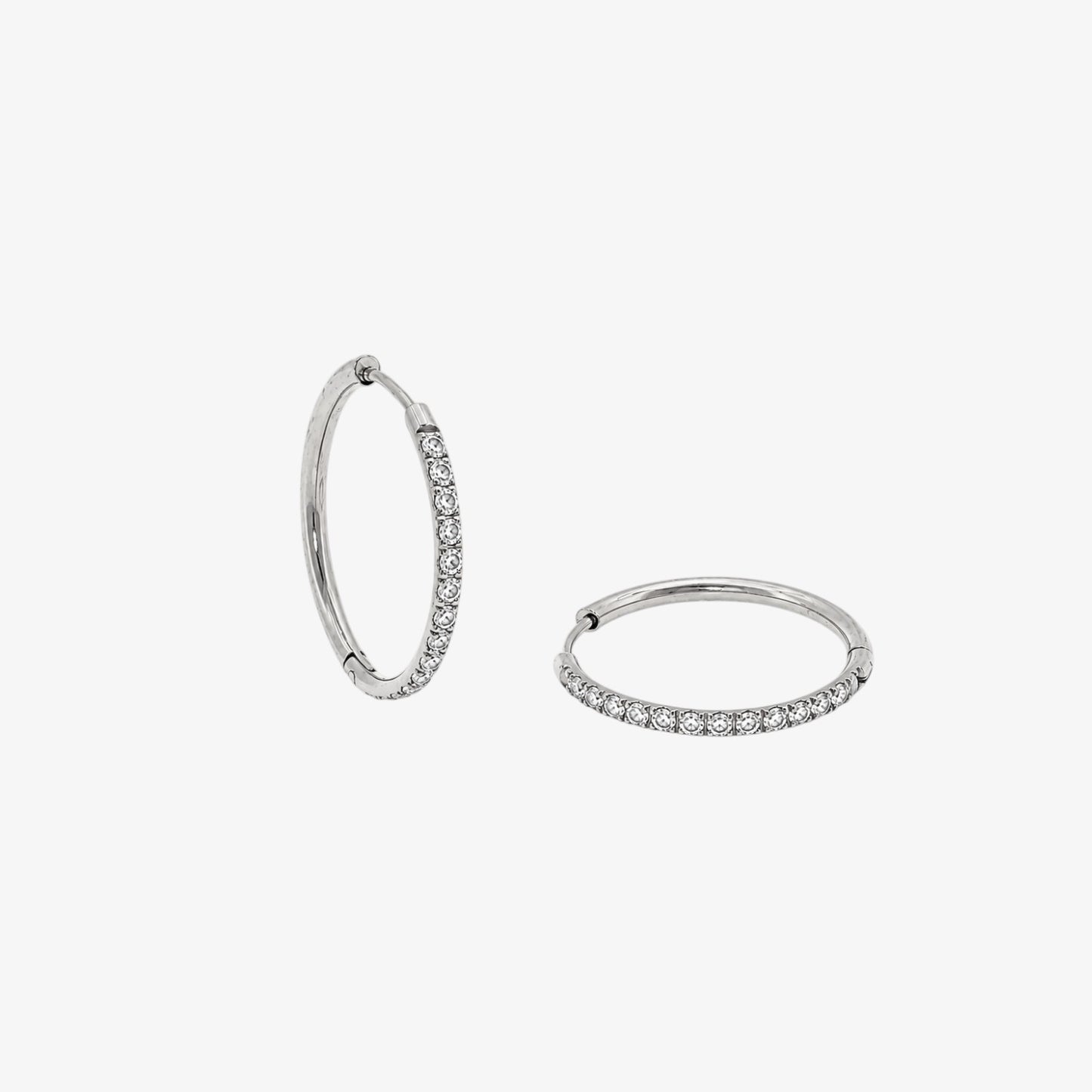 Round Stones Hoop - 20mm — stainless steel womens earrings | LAFENY