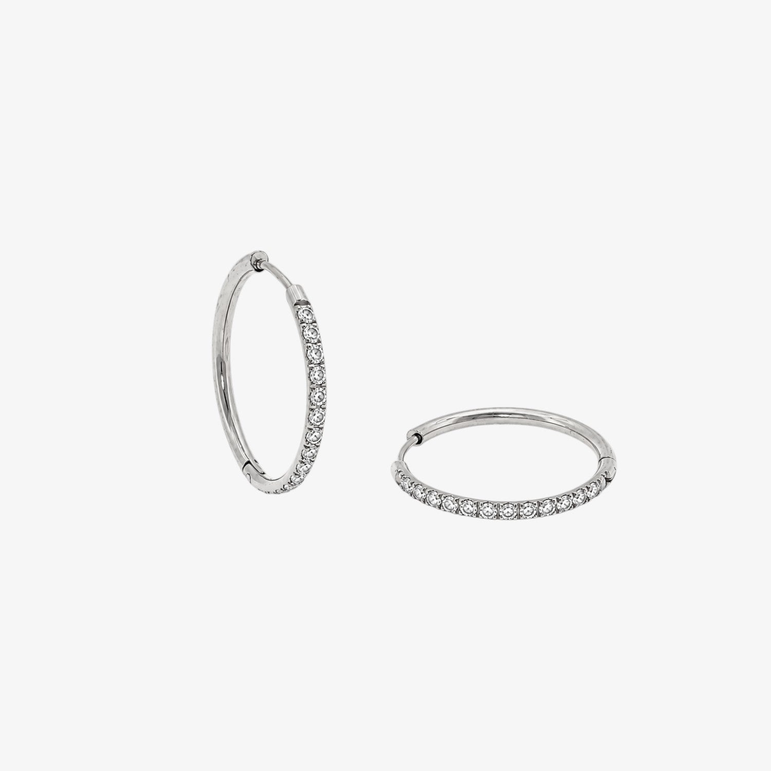 Round Stones Hoop - 20mm — stainless steel womens earrings | LAFENY