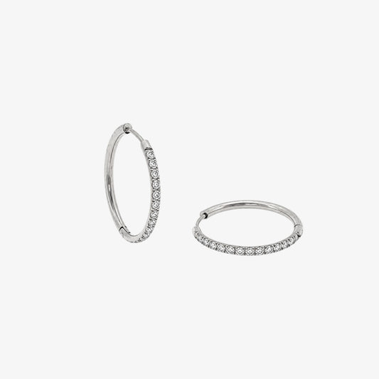 Round Stones Hoop - 20mm — stainless steel womens earrings | LAFENY