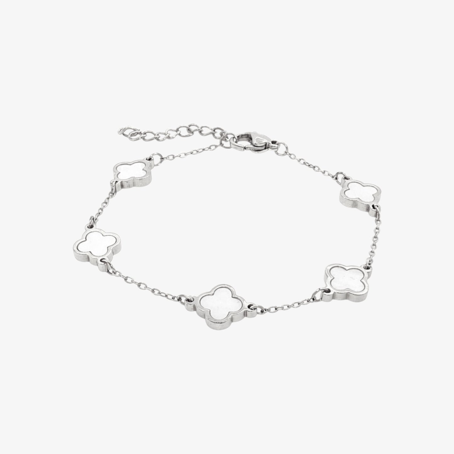 Small 5 Clover White Stone Bracelet — stainless steel womens bracelet | LAFENY