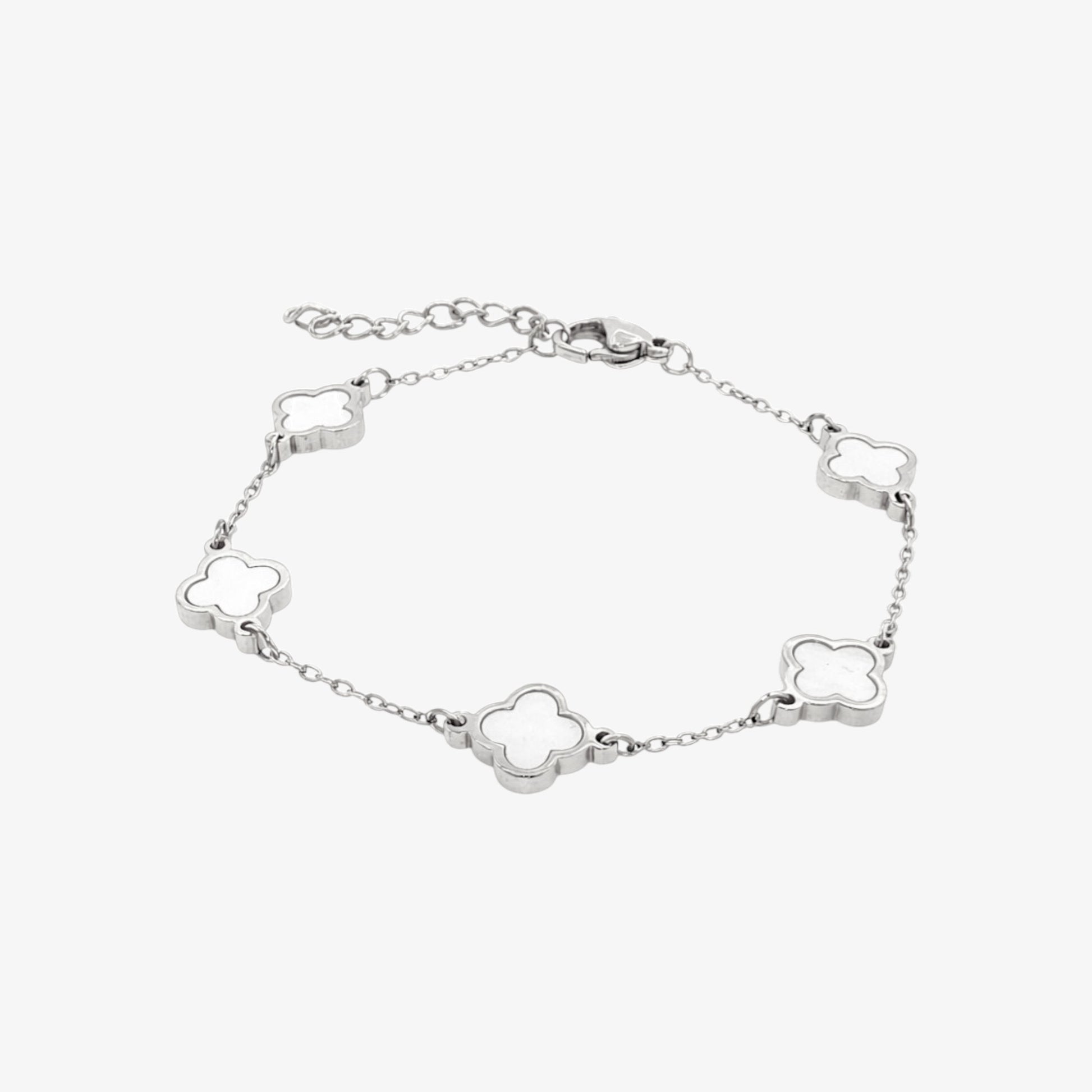 Small 5 Clover White Stone Bracelet — stainless steel womens bracelet | LAFENY