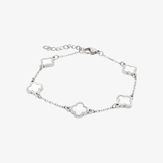 Small 5 Clover White Stone Bracelet — stainless steel womens bracelet | LAFENY
