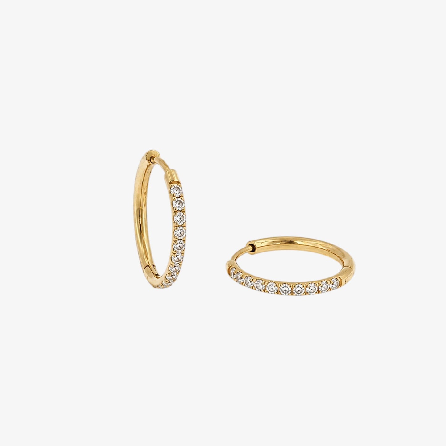 Round Stones Hoop - 16mm — stainless steel earrings with stone detail | LAFENY