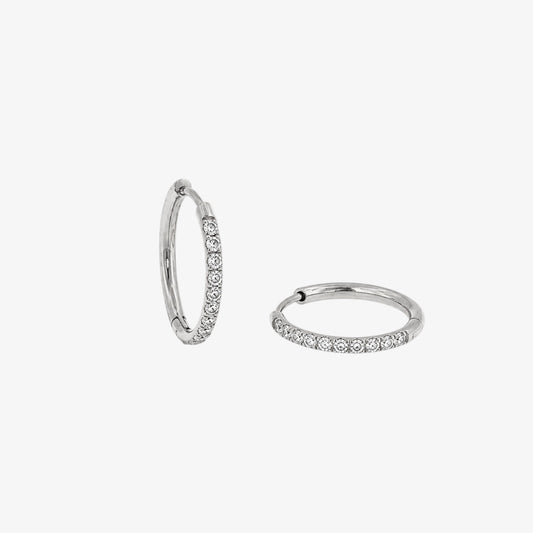 Round Stones Hoop - 16mm — stainless steel earrings with stone detail | LAFENY