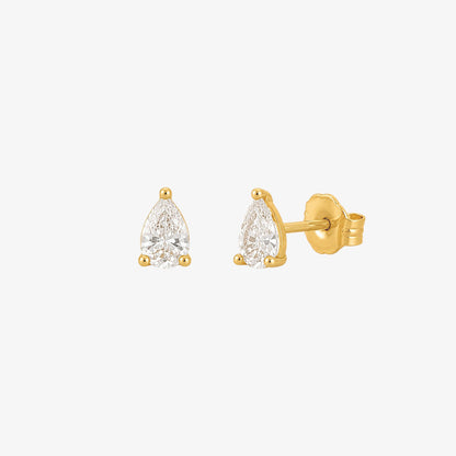 Pear Cut Stud Earrings Gold — waterproof stainless steel womens earrings | LAFENY