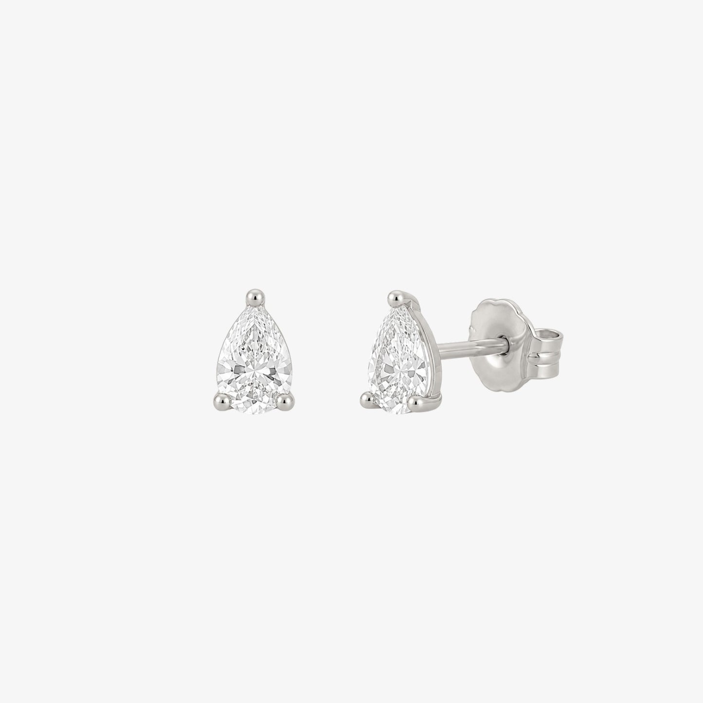 Pear Cut Stud Earrings Silver — waterproof stainless steel womens earrings | LAFENY