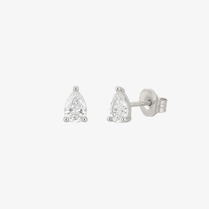 Pear Cut Stud Earrings Silver — waterproof stainless steel womens earrings | LAFENY