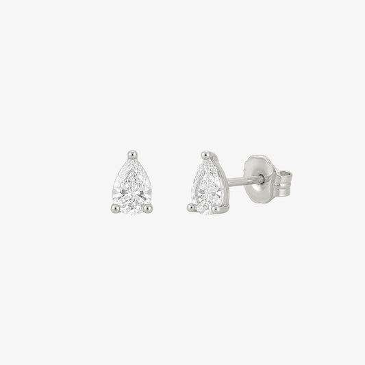 Pear Cut Stud Earrings Silver — waterproof stainless steel womens earrings | LAFENY