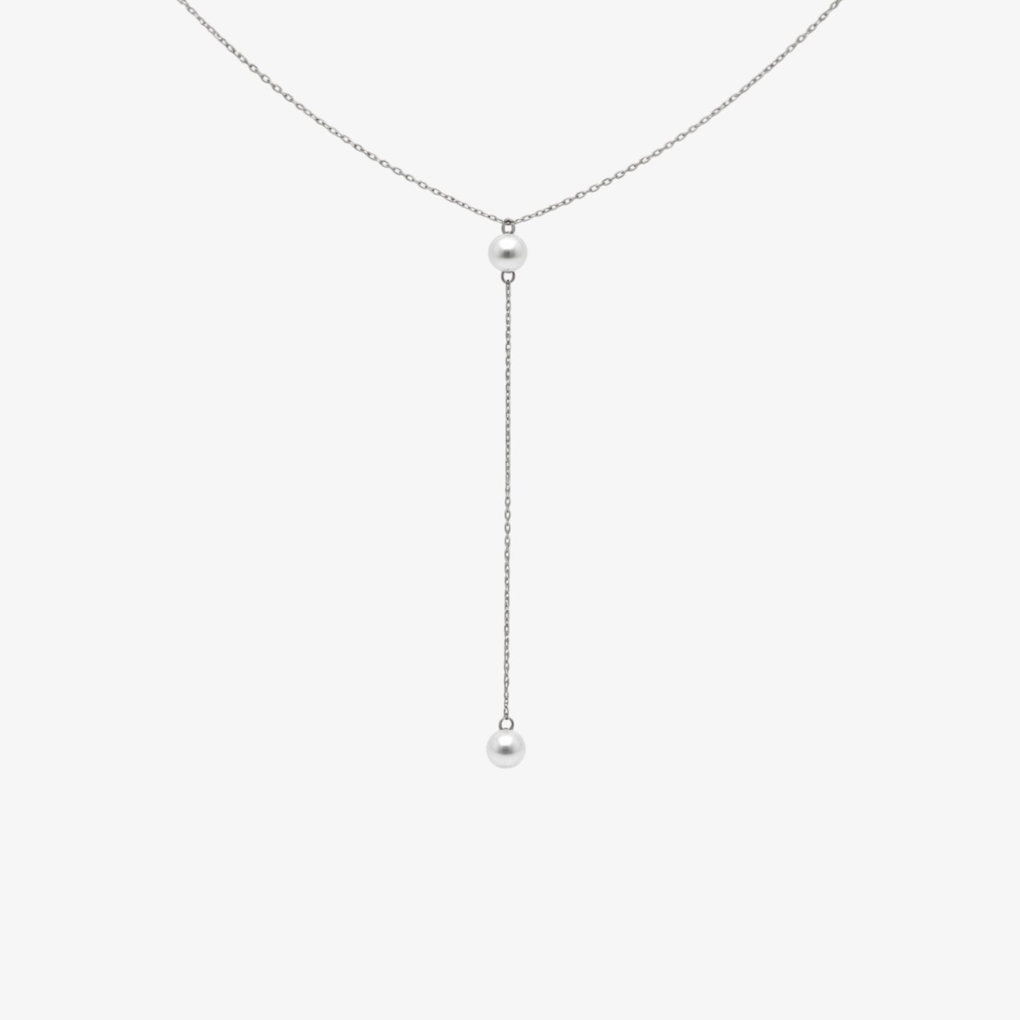 Y Double Pearl Drop Necklace — stainless steel womens necklace | LAFENY