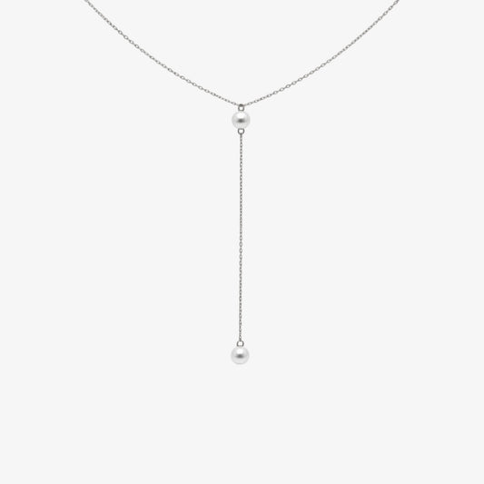 Y Double Pearl Drop Necklace — stainless steel womens necklace | LAFENY